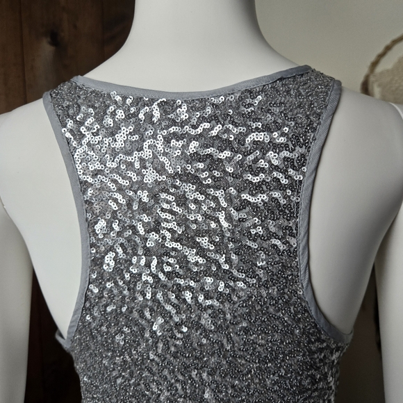 NWT GAP Silver Sequin Scoop Neck Dressy Tank Top - Picture 7 of 12